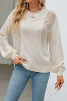 Plain Hollow Out Knit Pullover Sweaters