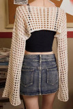 Eyelet Flare Sleeves Knitting Cover Up