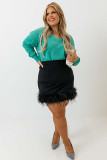 Green Plus Size Drop Shoulder V Neck Sweater