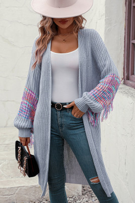 Fringe Sleeves Open Long Sweater Cardigans