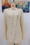 Plain Crochet Ripped Pullover Knit Sweater