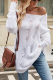 Plain Crochet Ripped Pullover Knit Sweater