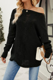 Plain Crochet Ripped Pullover Knit Sweater