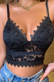 Plain Full Lace V Neck Bracelet Crop Top