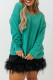 Green Plus Size Drop Shoulder V Neck Sweater
