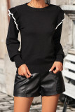 Plain Ruffles Sleeves Knit Sweater