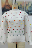 Colorful Pom Knit Puff Sweater