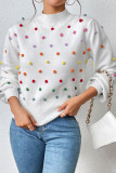 Colorful Pom Knit Puff Sweater