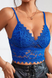Plain Full Lace V Neck Bracelet Crop Top