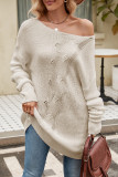 Plain Crochet Ripped Pullover Knit Sweater