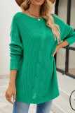 Plain Crochet Ripped Pullover Knit Sweater
