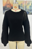 Plain Hollow Out Knit Pullover Sweaters