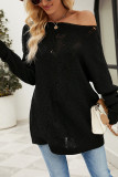 Plain Crochet Ripped Pullover Knit Sweater