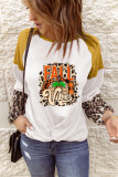 White FALL Vibes Leopard Color Block Long Sleeve T Shirt
