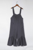 Gray Wide Leg Ruffle Jumpsuit