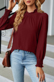 Plain Frill Collar Jacquard Long Sleeves Top