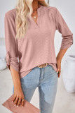 V Neck Jacquard Button Sleeves Top