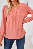 Plain Square Neck Long Sleeves Jersey Top