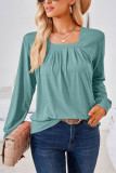 Plain Square Neck Long Sleeves Jersey Top