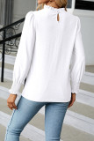 Plain Frill Collar Jacquard Long Sleeves Top