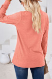Plain V Neck Button Long Sleeves Jersey Top