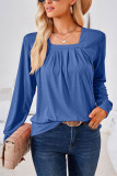 Plain Square Neck Long Sleeves Jersey Top