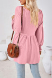 Plain V Neck Jacquard Babydoll Top