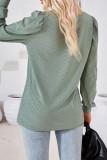 Plain Jacquard Square Neck Puff Long Sleeves Top