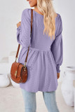 Plain V Neck Jacquard Babydoll Top