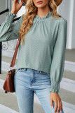 Plain Frill Collar Jacquard Long Sleeves Top