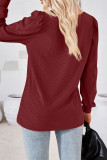 Plain Jacquard Square Neck Puff Long Sleeves Top