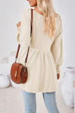 Plain V Neck Jacquard Babydoll Top