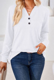 Plain V Neck Button Long Sleeves Jersey Top