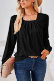 Plain Square Neck Long Sleeves Jersey Top