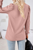 Plain Jacquard Square Neck Puff Long Sleeves Top