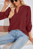 V Neck Jacquard Button Sleeves Top