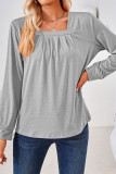 Plain Square Neck Long Sleeves Jersey Top