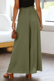 Green Drawstring Smocked High Waist Wide Leg Pants