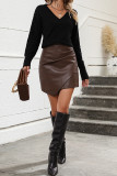 V Neck Plain Knitting Pullover Sweater