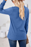 Plain V Neck Button Long Sleeves Jersey Top