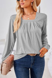 Plain Square Neck Long Sleeves Jersey Top