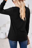 Plain V Neck Button Long Sleeves Jersey Top