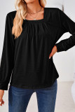 Plain Square Neck Long Sleeves Jersey Top