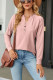 Plain V Neck Button Jacquard Long Sleeves Top