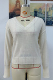 V Neck Plain Knitting Pullover Sweater