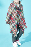 Buffalo Plaid Tassle Hem Kids Cape