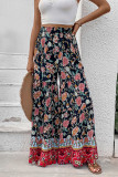 Flower Print High Waist Flare Pants