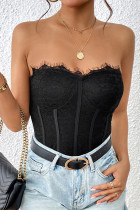 Black Lace Strapless Bodysuit