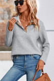 Grey Buttoned Quilted Sweatshirt