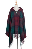 Aztec Print Boho Hooded Tassle Cape
